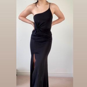 Black One Shoulder Floor Length Dress